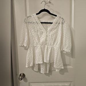 New York and Company white eyelet top size L